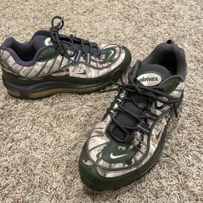 Nike Air Max 98 “Floral Camo” #AQ6156-300 Olive Green Tan Pink Camo Men’s Sz 9.5 - Image 1 of 4