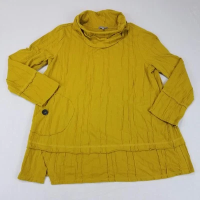Habitat Tunic Womens Large Mustard Yellow Cowl Neck Textured Pocket Pullover - Image 1 of 4