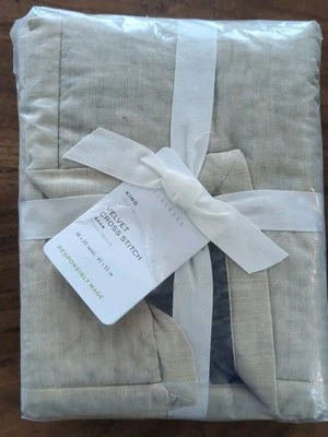 Juego POTTERY BARN/2 Punto de Cruz Terciopelo Acolchado King Shams-Acero Azul - CAJA ABIERTA  Foto 1 de 4