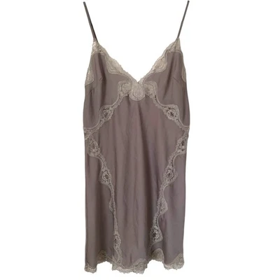 Vestido sin Mangas Victorias Secret Camisón Mujer M Gris Satinado Encaje Ribete Hada Foto 1 de 4