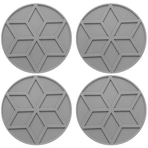 4x Silikon-Untersetzer für heiße Töpfe Pfannen, 4" Runde Topfhalter (Dunkelgrau) - Bild 1 von 6