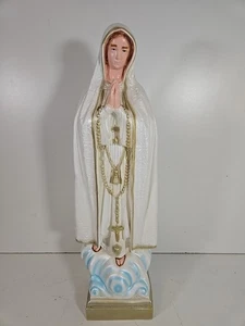 STATUE VINTAGE NOTRE DAME DE FATIMA 24" banque résine - Photo 1 sur 9