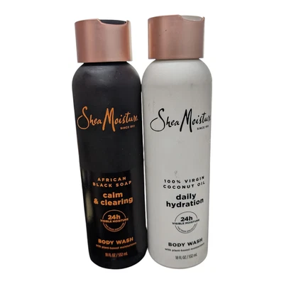 Paquete de 2 piezas de lavado corporal Shea Moisture (jabón negro africano, 100 % coco virgen) Foto 1 de 4