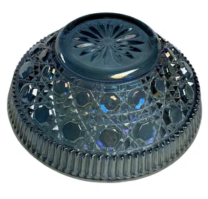 Indiana Glas blau irisierend Karneval Schale Vintage Pressglas 7,5" - Bild 1 von 5