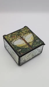 Lebensbaum Ebros Tiffany Stil Northrop Buntglas Kunst Schmuck Schmuckschatulle - Bild 1 von 6