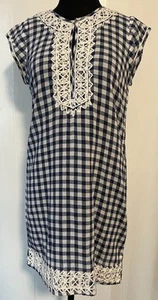 Mini Abito Calypso St Barth Plaid Gingham Scollo all’uncinetto Cotone Donna XS - Foto 1 di 8