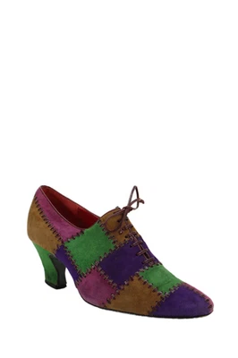 Женские лоскутные туфли Philippe модель с заостренным носком на шнуровке на каблуках разноцветные размер 37 евро - Изображение 1 из 4