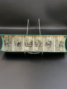 Vintage German Hubertus Shot Glasses Gold Trim Set of 6, Wild Animals With Box - Picture 1 of 13