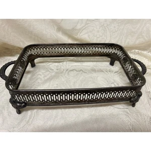 Vintage I.S. Co. Ornate Plated Casserole Cradle, Handles & Claw Feet Tarnished - Picture 1 of 7