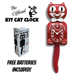 SPACE CHERRY RED KIT CAT CLOCK 15.5" Free Battery MADE IN USA New Kit-Cat Klock - Picture 1 of 7