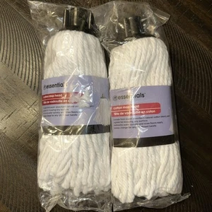 NEW 2 Cotton Replacement Mop Heads For Threaded Handle Essentials White - Picture 1 of 4