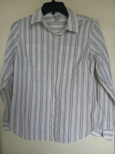 VTG LL BEAN WOMEN SIZE XS STRIPED COLLARED BUTTON UP LONG SLEEVE TOP SHIRT - Bild 1 von 3