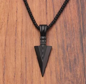 Geometric Triangle Spearhead Pendant Necklace - Men's Spearhead Pendant Necklace - Picture 1 of 4