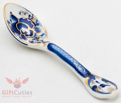 Hand-painted Gzhel Porcelain Spoon in traditional colors made in Russia - Image 1 of 4