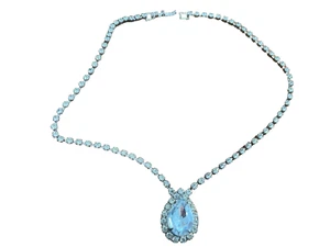 Vintage Halskette unsigniert Kristallklar Strass Braut Hochzeit - Bild 1 von 3
