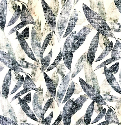 ROMO Designer Canvas Fabric Lite Uphostery Chambery Blue Leaf Leaves  Sew Craft - Image 1 of 4