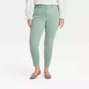 Pantalones de mezclilla ajustados elásticos al tobillo para mujer de altura media - verde hilo universal 18/34 - Imagen 1 de 2