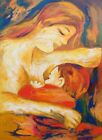 Peinture Vierge Marie Mère Enfant Tendresse Maternelle Peinture Maman Bébé Amour