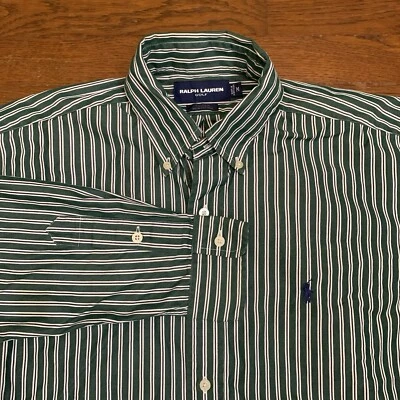 Camisa Ralph Lauren Golf Tilden Mediana Verde Rayas Abotonada Manga Larga Foto 1 de 4
