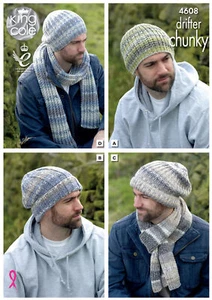 Cappello e sciarpa King Cole uomo modello maglia grossa scianta o a costine 4608 - Foto 1 di 3