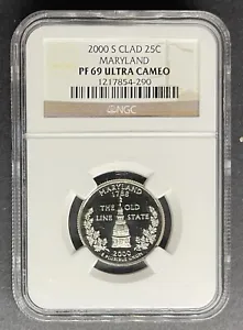 2000-S Clad Proof Maryland Quarter NGC PF-69 UCAM, Buy 3 Items, Get $5 Off!! - Picture 1 of 2