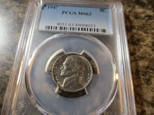 1947 JEFFERSON NICKEL PCGS MS63 8013 - Picture 1 of 2