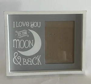 Green Tee Gallery I Love You To The Moon And Back 5x7 Frame Photo Gray White - Picture 1 of 3