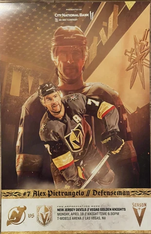Vegas Golden Knights vs New Jersey Devils 4/18/22 Pietrangelo Poster Cover