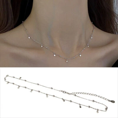 Collana Con Ciondolo Con Perline In Argento Girocollo Catena Con Clavicola ☆ - Immagine 1 di 4