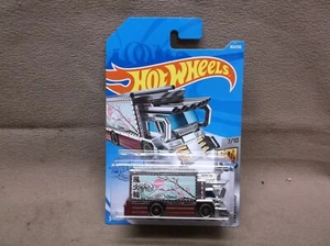 HOT WHEELS 2021 #102 RED & CHROME RAIJIN EXPRESS DELIVERY TRUCK JAPANESE CARTOON - Picture 1 of 3