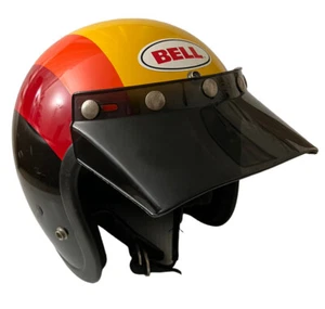 Vintage 1975 Bell Magnum 2 Motorcycle Helmet Size 7 3/8 Multicolor Dark Visor - Picture 1 of 11