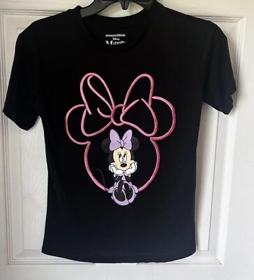 Disney T-Shirt Minnie Mouse Embroidered Bow Black Youth Girls L 8/10 Disney BxK - Image 1 of 4