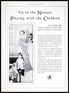 1929 BELL TELEPHONE Art Deco Candlestick Phone in the  Nursery Vintage PRINT AD - Picture 1 of 1