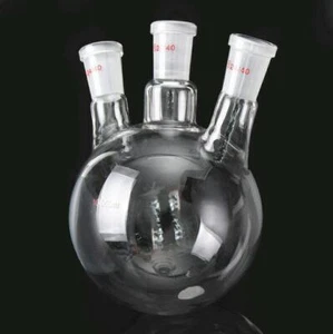 1000ml 3-Neck 24/40 Round Bottom Glass Flask 3 Neck Laboratory Boiling Vessel - Picture 1 of 5