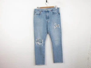 Womens Levi's 501 Altered Blue Ripped Denim Straight Leg Cotton Jeans W31" L32" - Picture 1 of 13