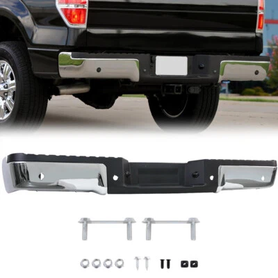 Fit 2009-2014 Ford F-150 F150 Rear Step Bumper Steel Chrome with Sensor Holes - Image 1 of 4