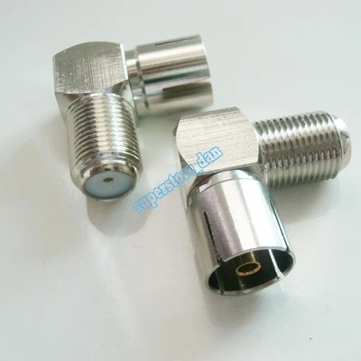 F female jack to IEC PAL DVB-T TV 9.5mm female right angle adapter connector - Image 1 of 4