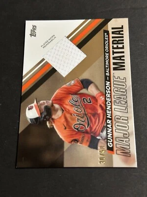 2024 Topps Gunnar Henderson Major League Materials Gold #MLM2-GH /50 - FREE SHIP - Image 1 of 2