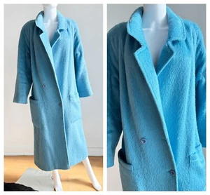 Wintermantel Vintage hellblau 100% Mohair Wolle L - Bild 1 von 11