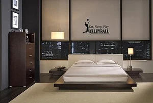 EAT SLEEP PLAY VOLLEYBALL VINYL WALL DECAL LETTERING DECOR STICKER ROOM SPORTS - Picture 1 of 2