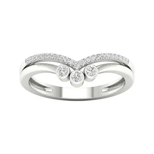 Fascia da sposa contorno diamanti 10K bianca, gialla o oro rosa 1/10 carati TDW - Foto 1 di 16