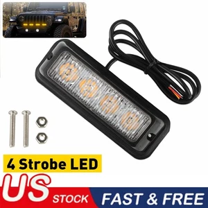 1 x Amber 4 LED Car Truck New Beacon Warning Hazard Flash Strobe Light USA - Picture 1 of 10