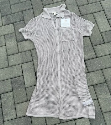 Haute Hippie Crochet Button Up Lagen Dress Cardigan Coverup Grey/beige  NWT Med - Image 1 of 4