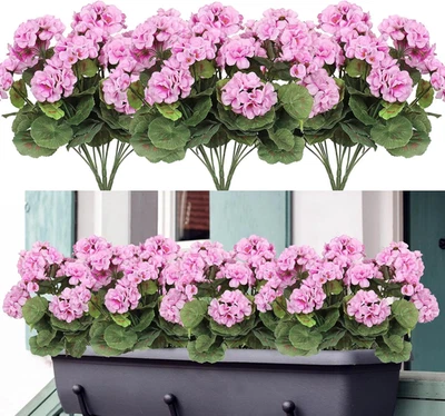 Dremisland 3 Pack Artificial Geranium Flowers for Outdoors Fake Geranium Silk Fl - Image 1 of 4