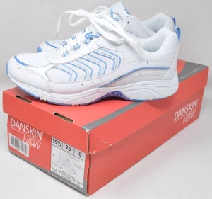 Danskin Now Womens Joanie Athletic Shoes White Blue Lace Up Low Top Mesh 8 M - Picture 1 of 6