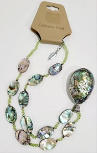 Coldwater Creek Abalone & Peridot Necklace 24” 2” Extender - Picture 1 of 3