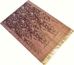 Soft Silky Reversible Paisley Pashmina Shawl Wrap Scarf Stole Fringes 80"x30" - Picture 1 of 6