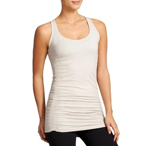 ATHLETA Pure Tank Ruched Sides Organic Cotton Yoga Active Knit White Women's S - Picture 1 of 9