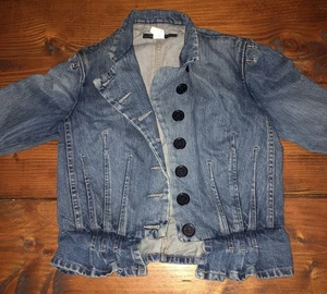 Vintage 90er Marc Jacobs Gr. 10 blau Denim Jeansjacke Schößchen - Bild 1 von 7