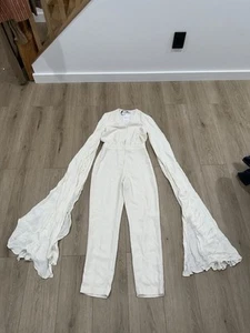 Neu mit Etikett Reiss Olivia Jumpsuit mit Umhangärmeln und V-Ausschnitt elfenbein ****Mängel**** Größe 2 - Bild 1 von 21